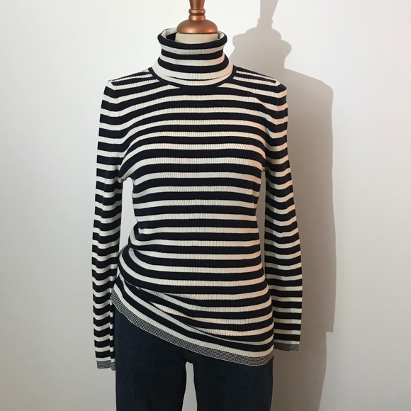 GAP | Sweaters | Gap Blue And White Striped Turtleneck Sweater L | Poshmark